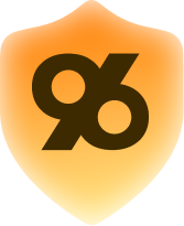 Register96 safety measure - 96.com official website Orange shield badge featuring a bold black stylized 'go' logo in the center.