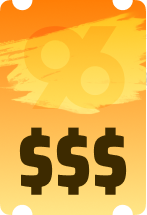 Scratch Win - 96.com official website Three bold dollar signs ($$$) on an orange gradient background, signaling money or pricing.