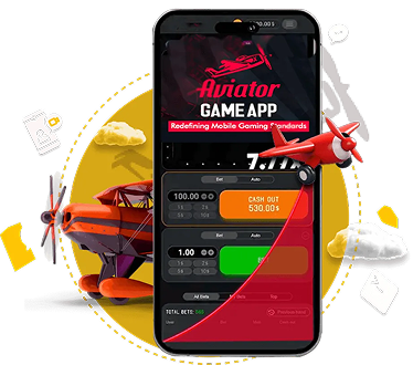 Why Choose the Aviator on register96 - 96.com official website Promo image of a smartphone displaying the Aviator game app, with a red airplane and casino icons around it.