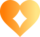 register96com Poker Live Online Variants - 96.com official website Gradient orange-to-yellow heart logo with a central diamond-shaped cutout in the negative space, representing care and connection.