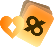 register96com Punto Banco - 96.com official website Stylized orange heart-shaped map pin overlapping an orange rounded-square card with a black abstract loop logo.