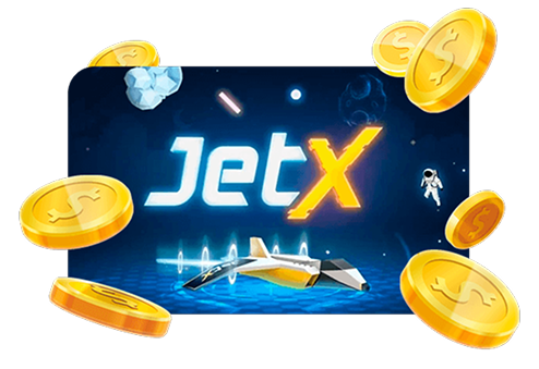 register96com The JetX Game - 96.com official website JetX game banner with a blue space background, a stylized JetX logo, a small jet, and gold coins floating around.